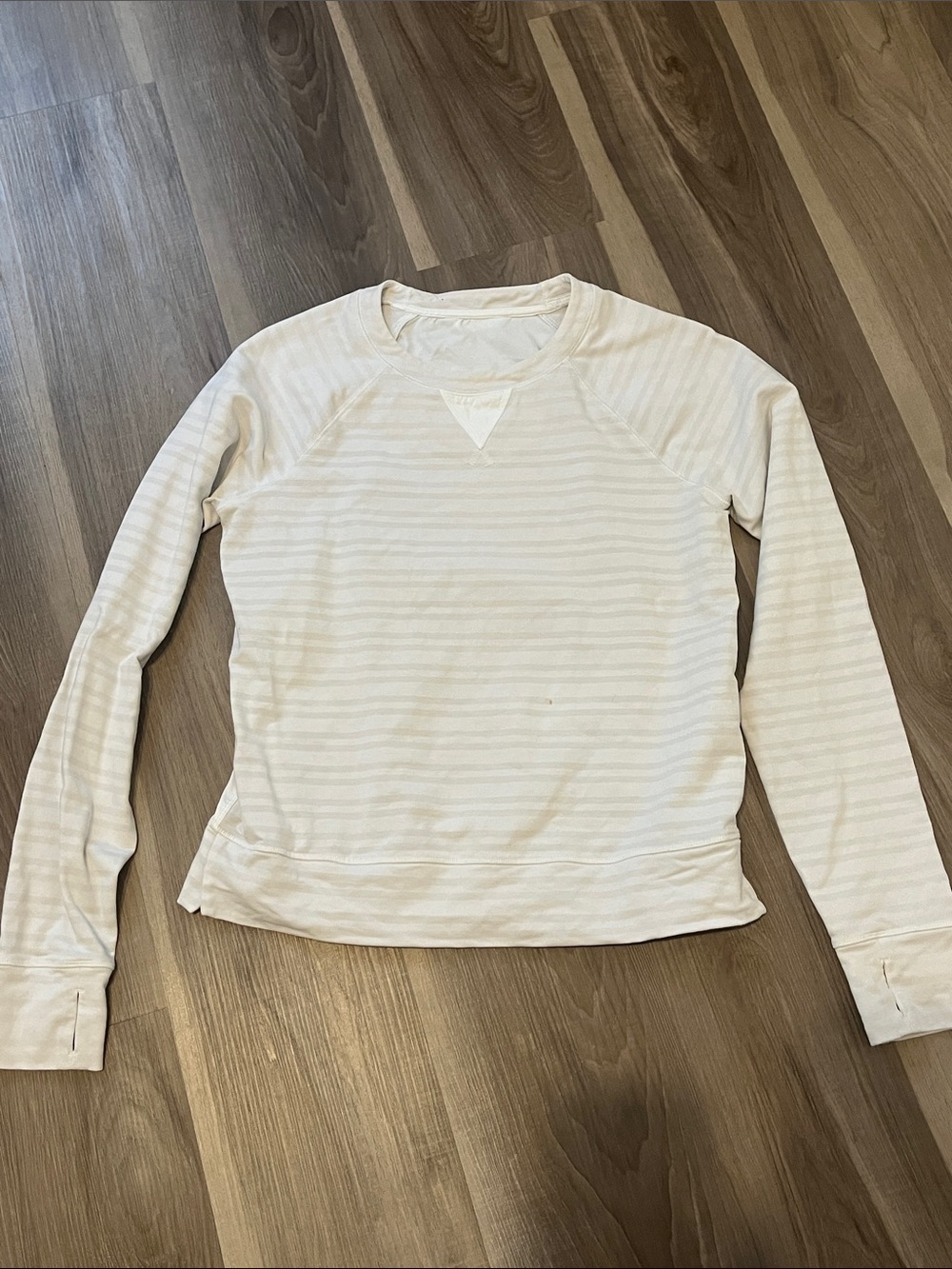 Woman’s Crewneck Lululemon Twin stripe Cream Stripe Long-Sleeve Shirt